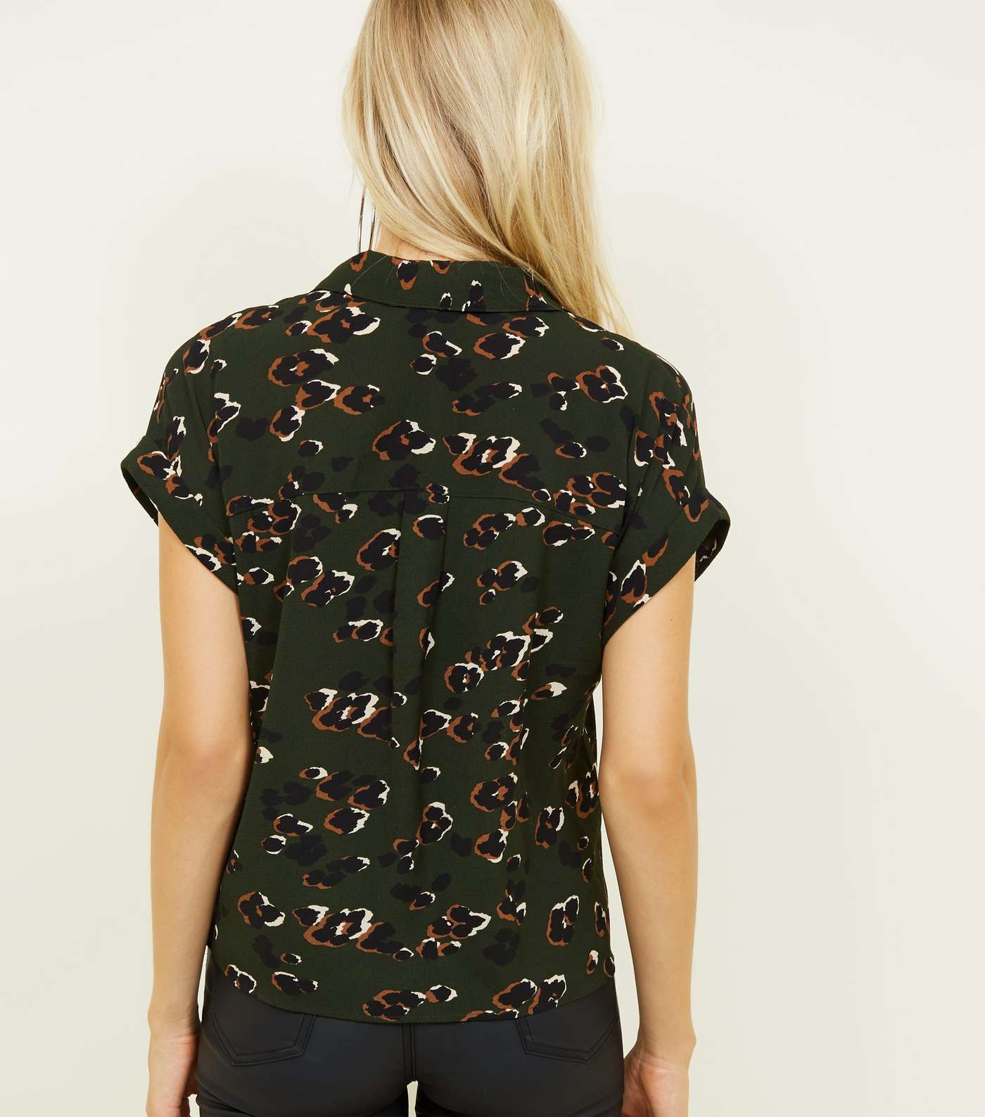 Green Camo Animal Print Short Sleeve Shirt Image 3
