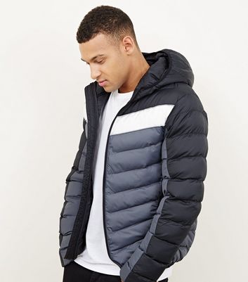 colour block puffer jacket mens