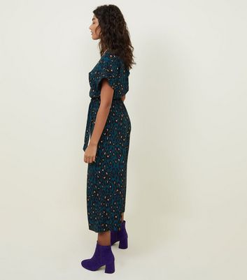new look green leopard jumpsuit