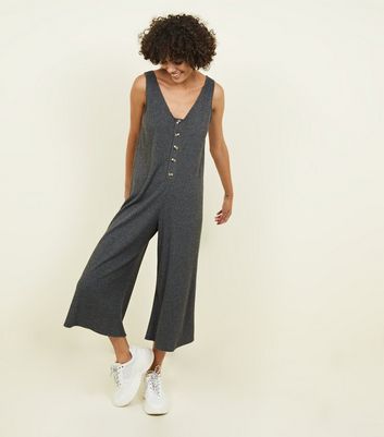 Ribbed sales button jumpsuit