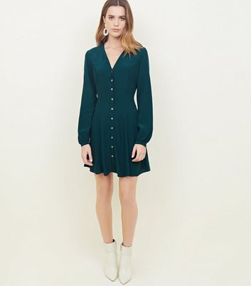 dark green tea dress