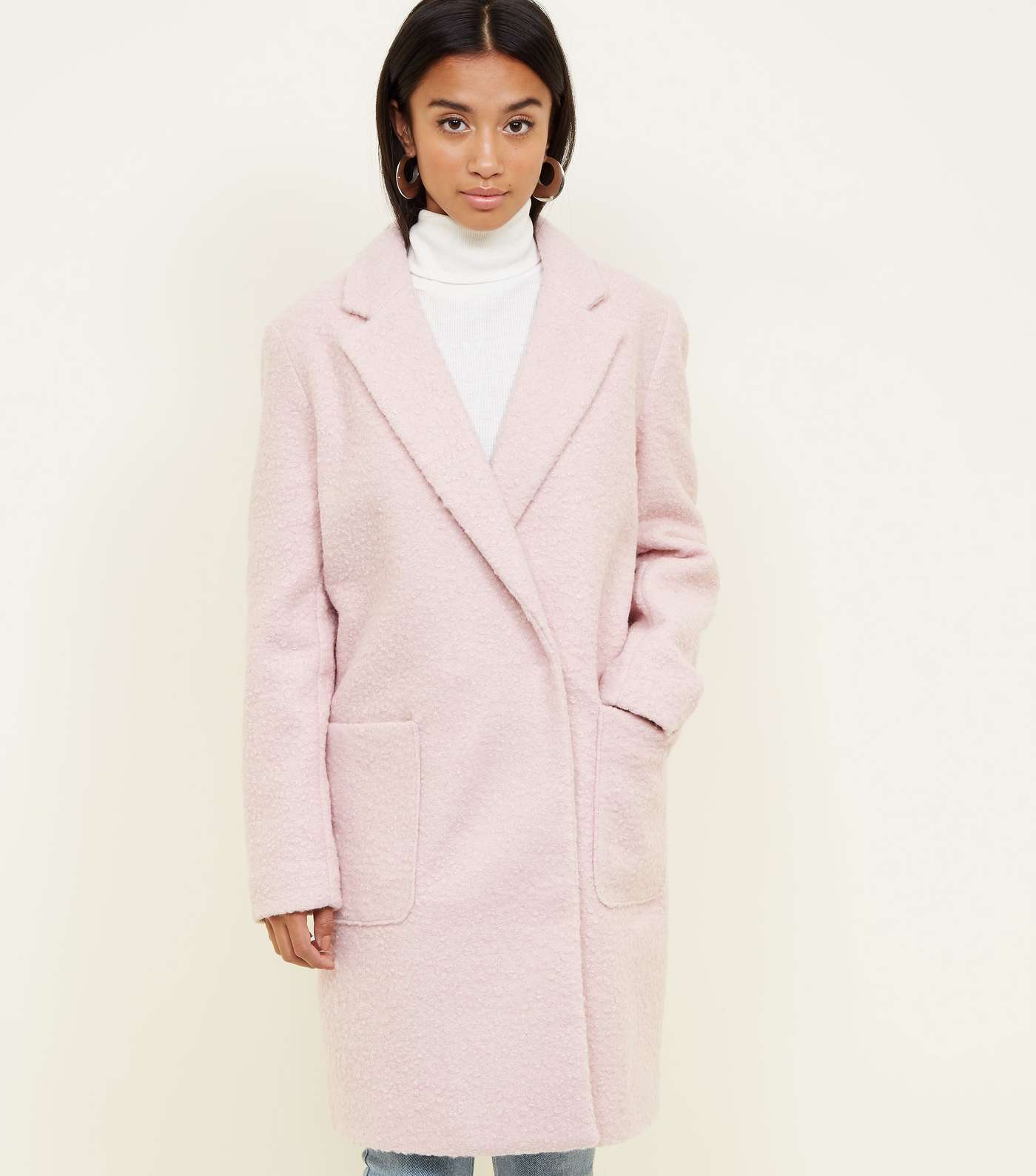 Petite Pink Boucle Cocoon Coat