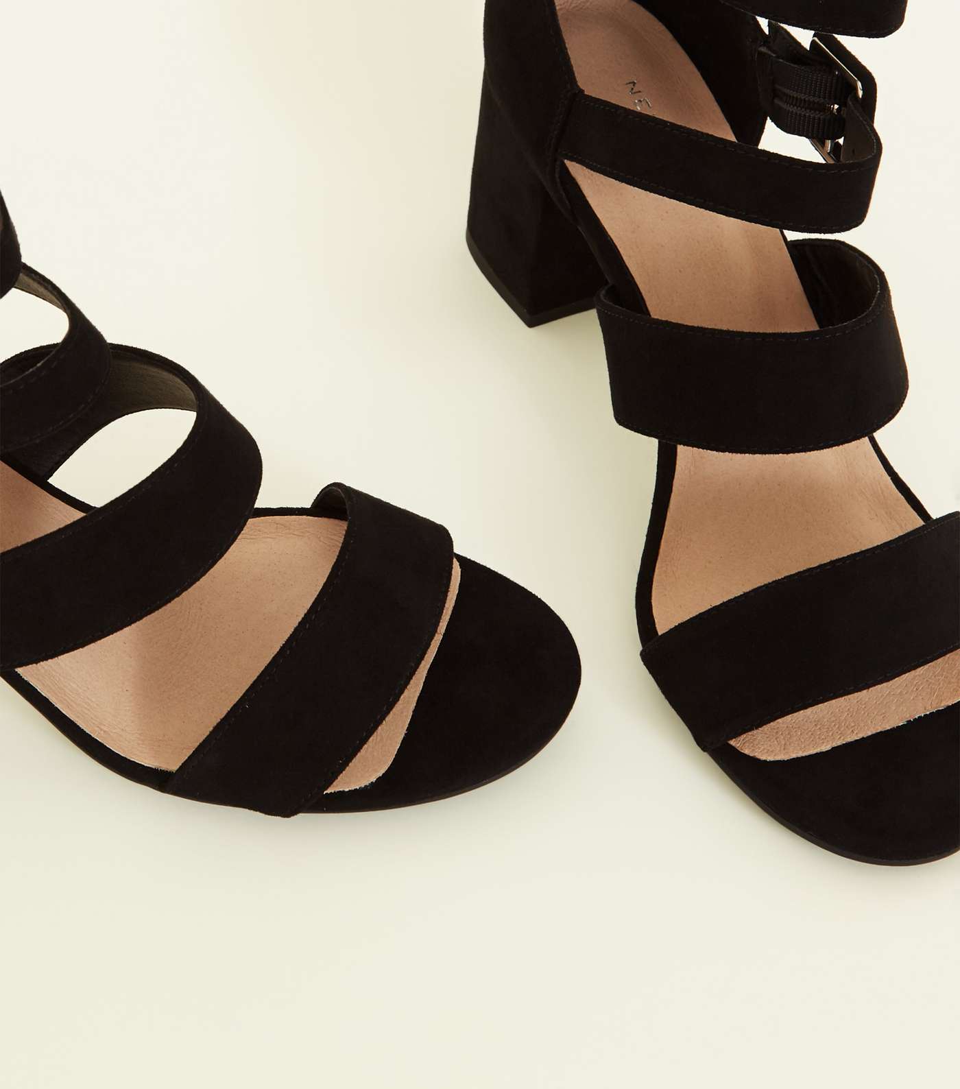 Black Comfort Flex Suedette Strap Block Heels Image 3