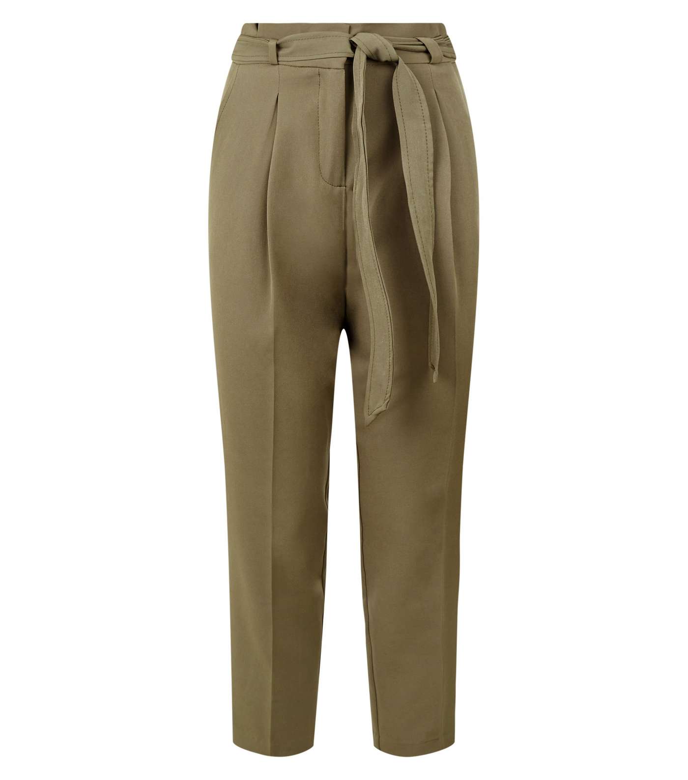Khaki Paperbag Tapered Trousers Image 4