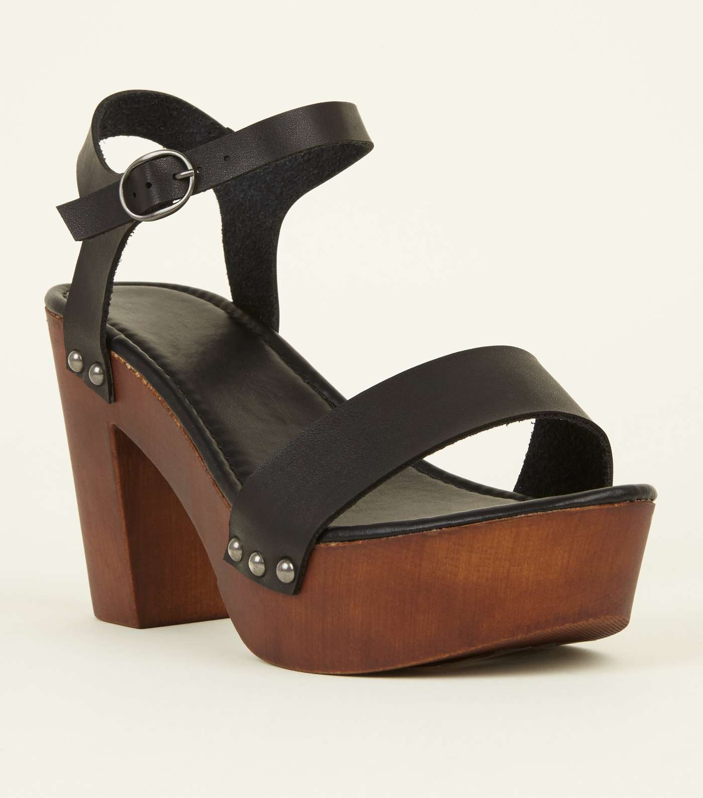 Black Limited Edition Wooden Platform Block Heels