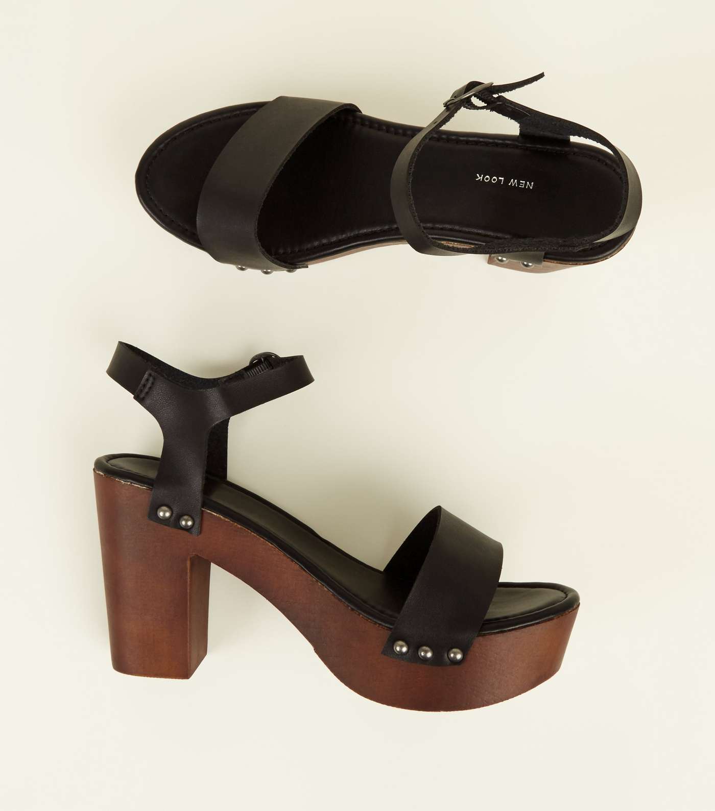 Black Limited Edition Wooden Platform Block Heels Image 3