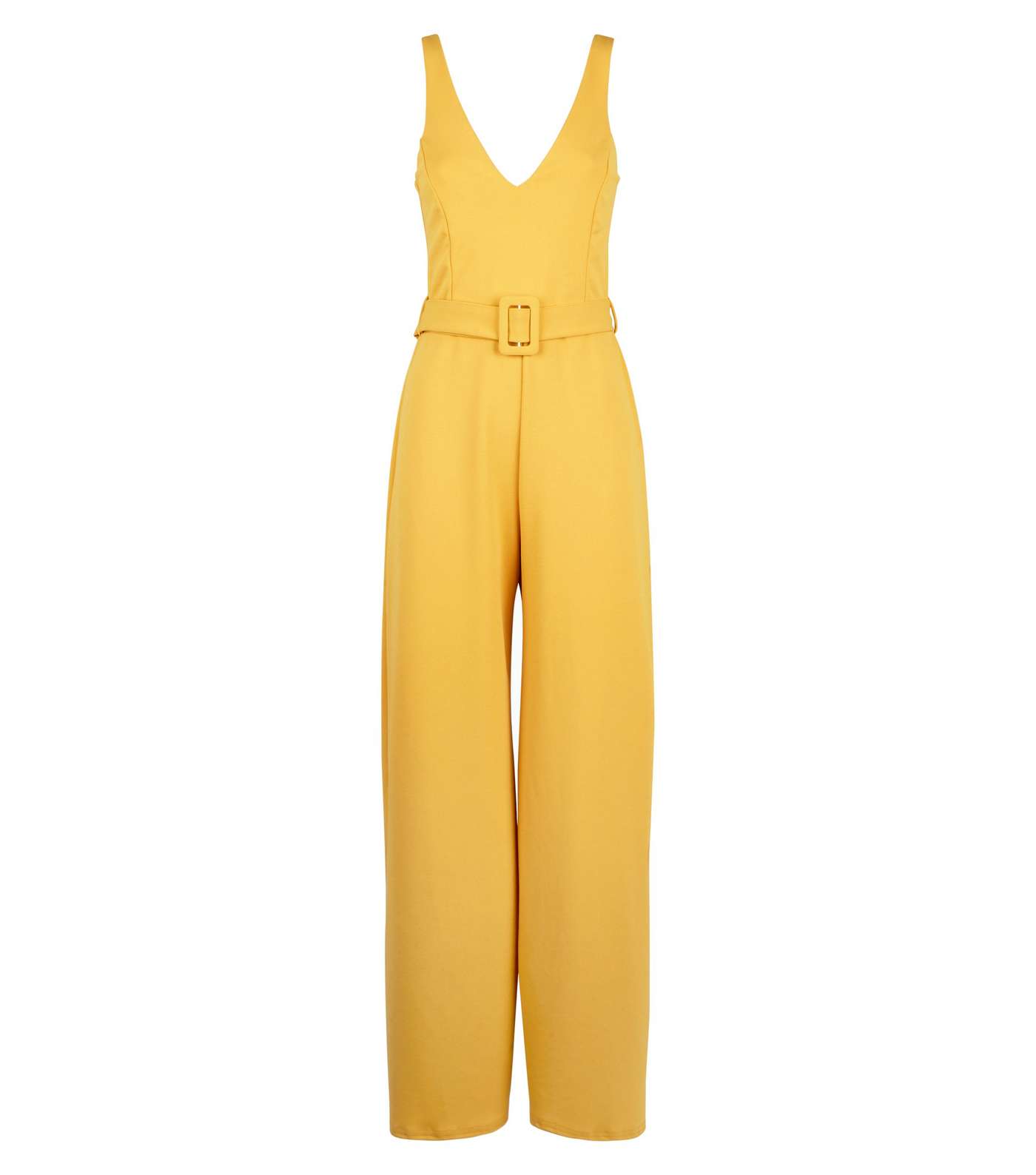 Yellow Belted Wide Leg Jumpsuit Image 4