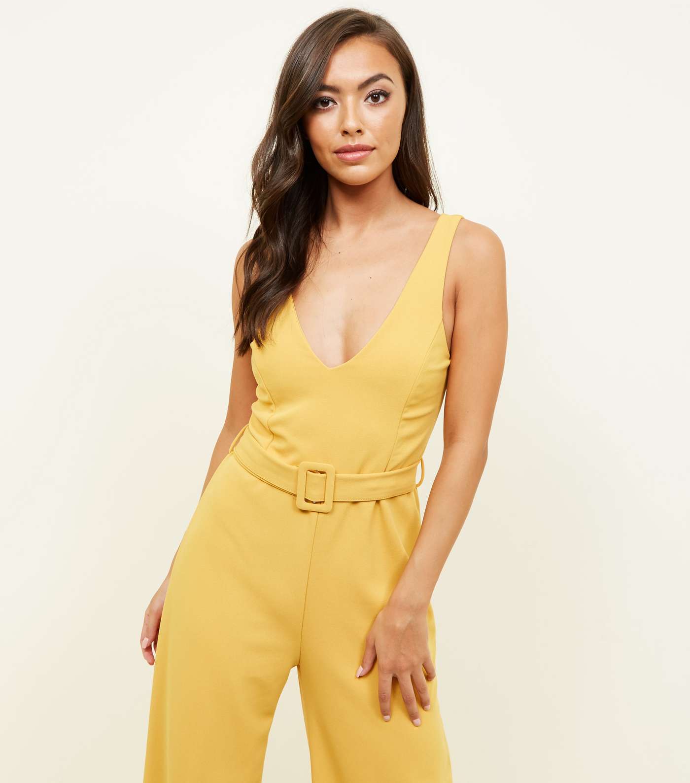 Yellow Belted Wide Leg Jumpsuit Image 2