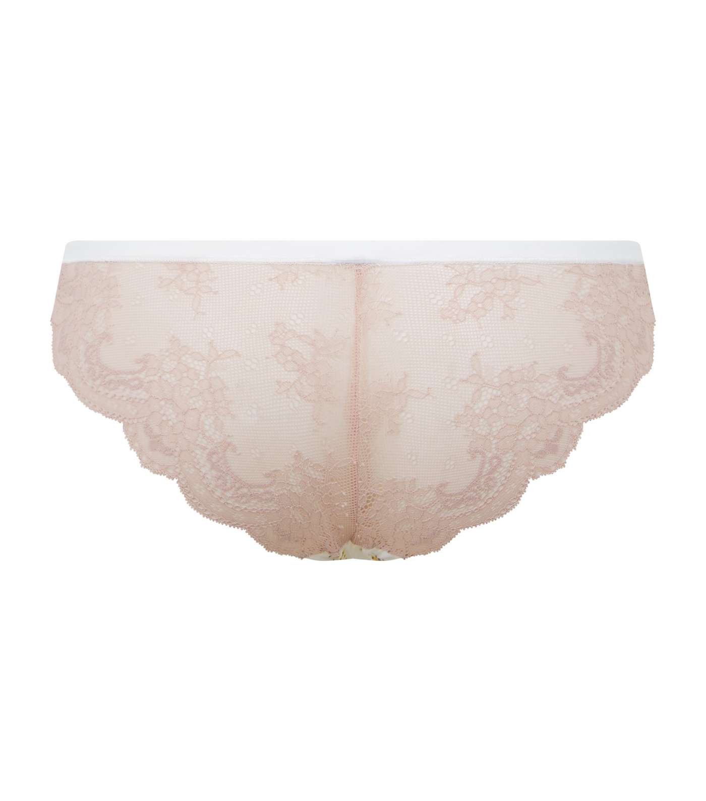 Off White Floral Seamless Brazilian Briefs Image 4