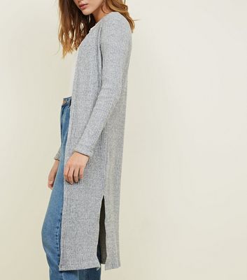 new look long grey cardigan