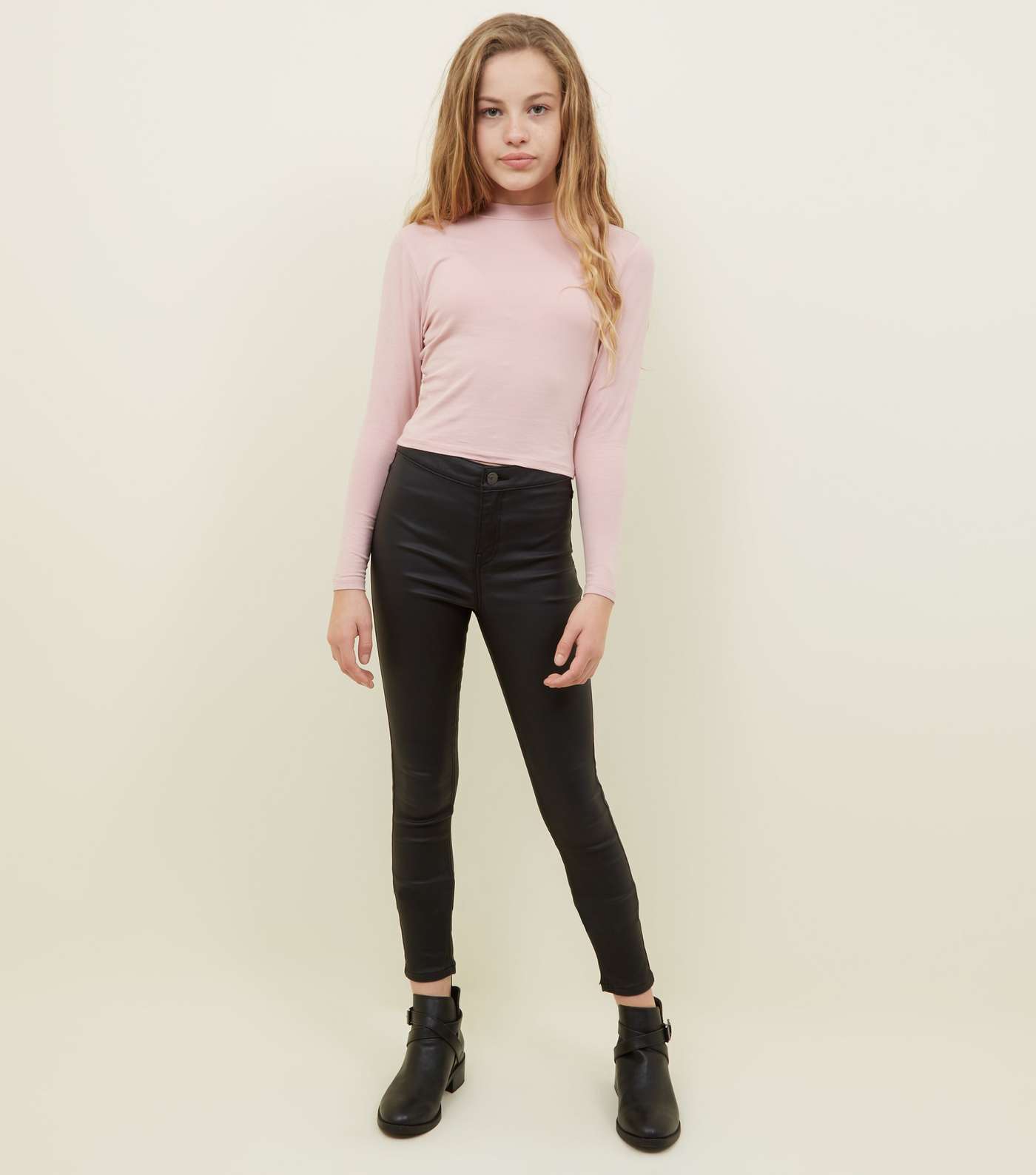 Girls Pale Pink Funnel Neck Top  Image 2