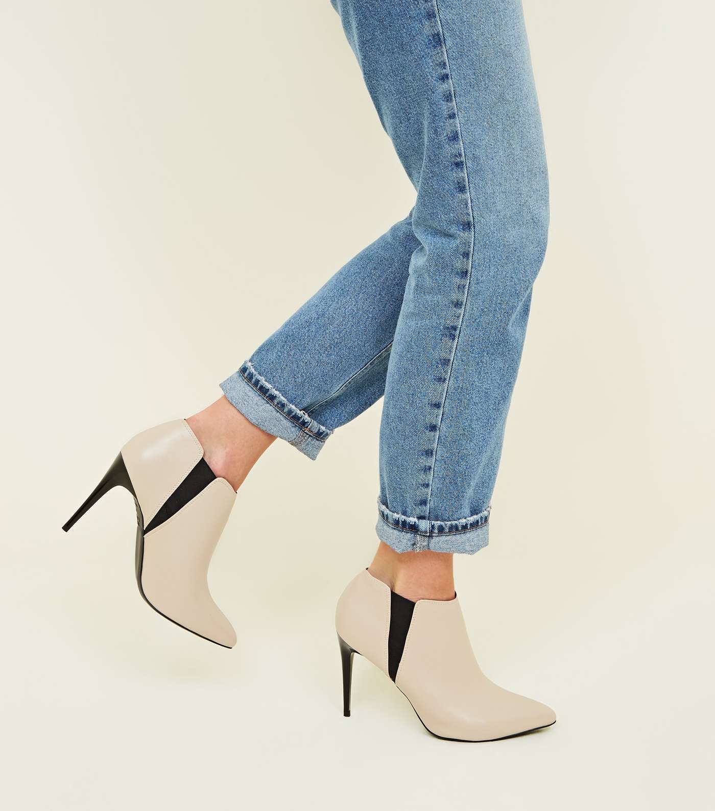 Off White Stiletto Heel Chelsea Shoe Boots Image 2