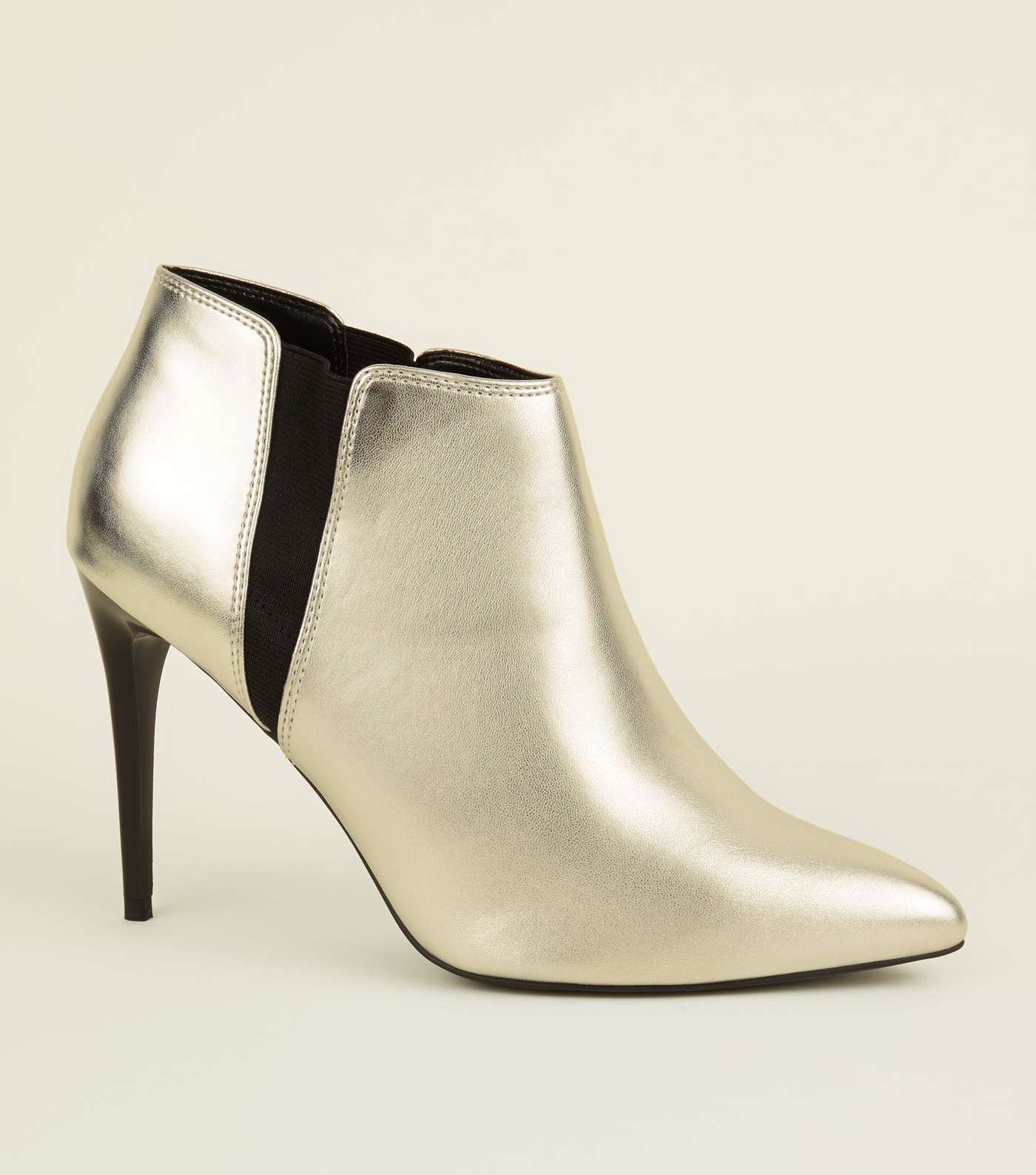 Silver Stiletto Heel Chelsea Shoe Boots