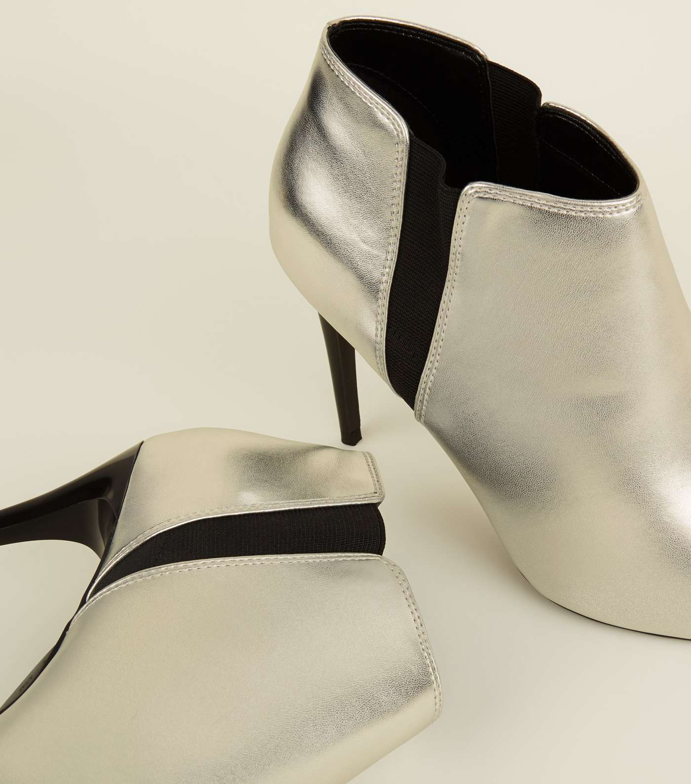 Silver Stiletto Heel Chelsea Shoe Boots Image 3