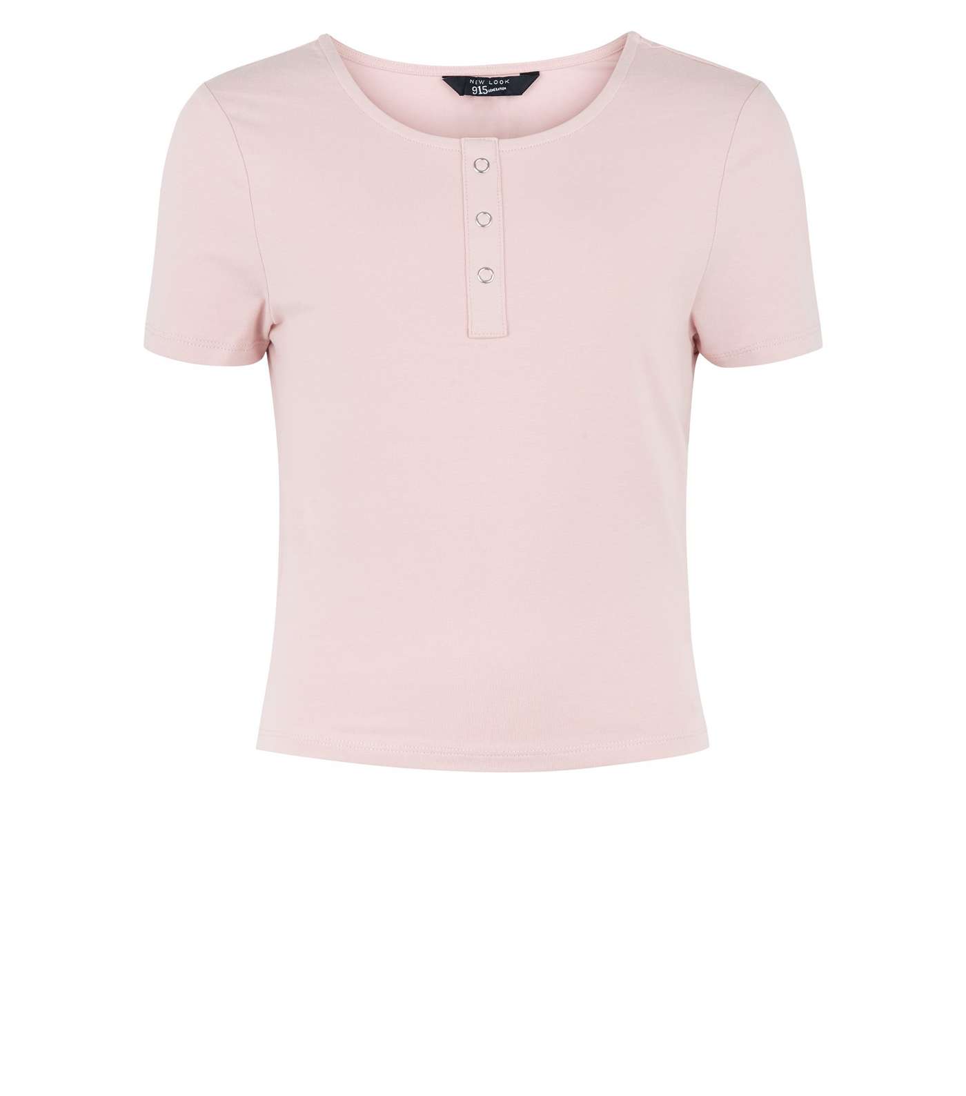 Girls Pale Pink Popper Front Fitted T-Shirt Image 4