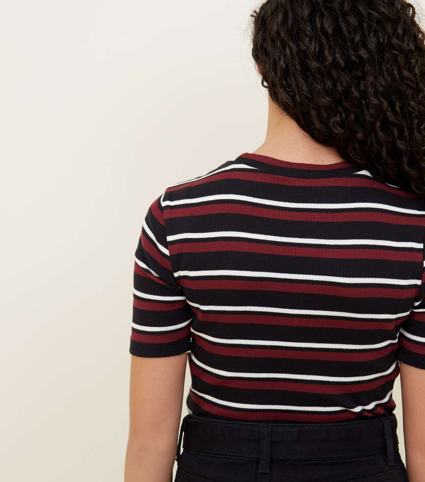 Girls Red Ribbed Stripe T-Shirt  Image 5