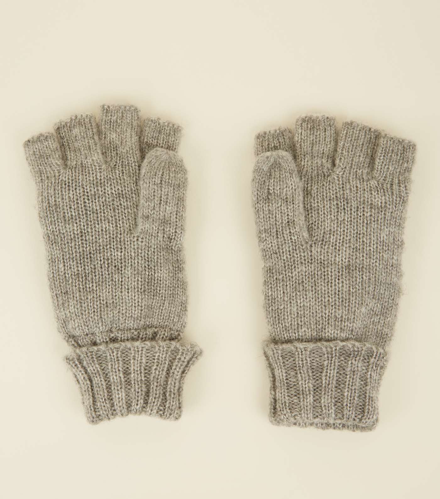 Grey Knitted Flip Top Gloves Image 2