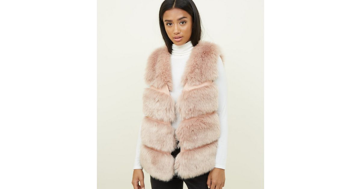 Petite Pale Pink Pelted Faux Fur Gilet, Petite Pale Pink Faux Fur Coat