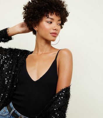 Long black sparkly outlet cardigan