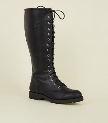 knee high lace up boots