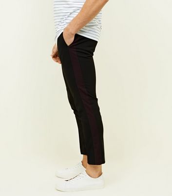 Moss Slim Fit Navy With Red Side Stripe Cropped Trousers in Blue for Men   Lyst Australia