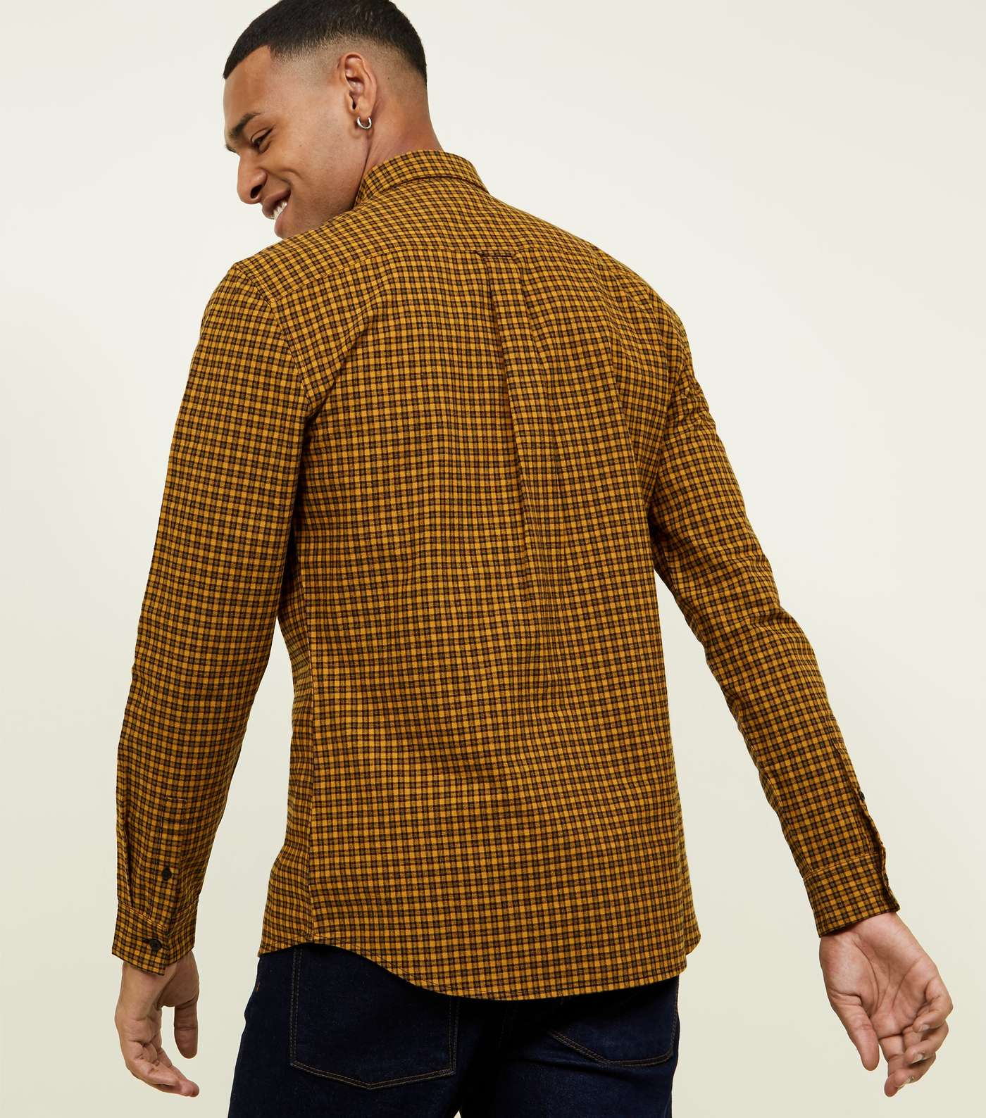 Yellow Check Long Sleeve Cotton Shirt Image 3