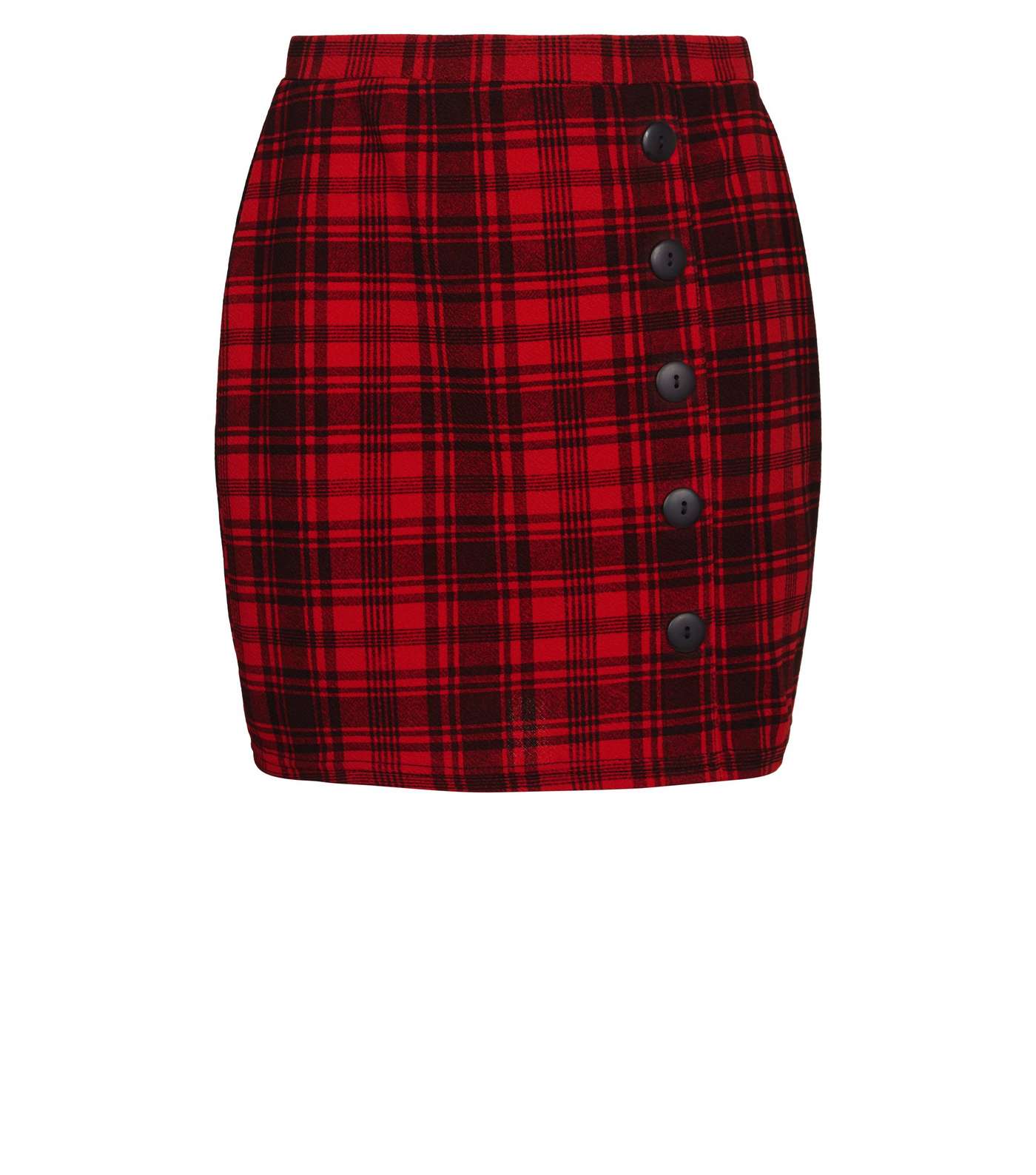 Girls Red Check Side Button Tube Skirt  Image 4