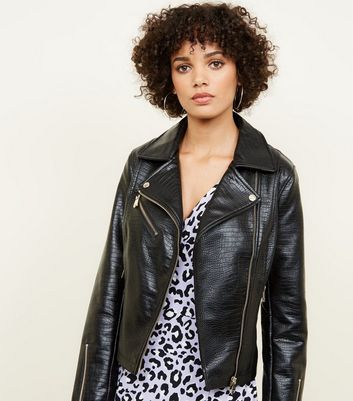 croc print leather jacket