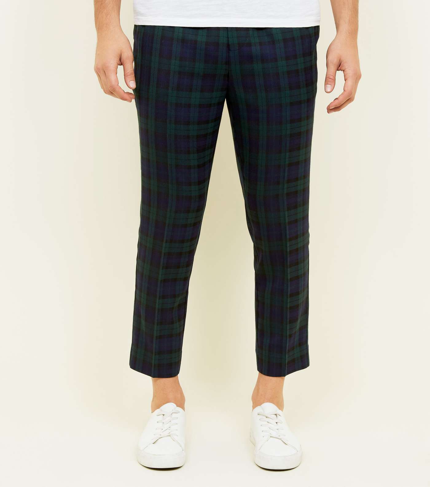 Navy and Green Check Pull-On Trousers