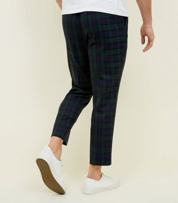 Mens green check on sale trousers