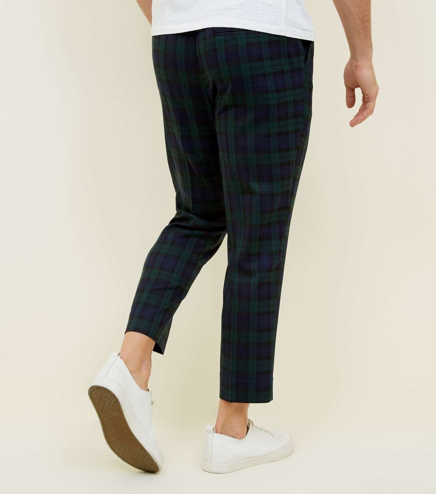 Navy and Green Check Pull-On Trousers Image 3