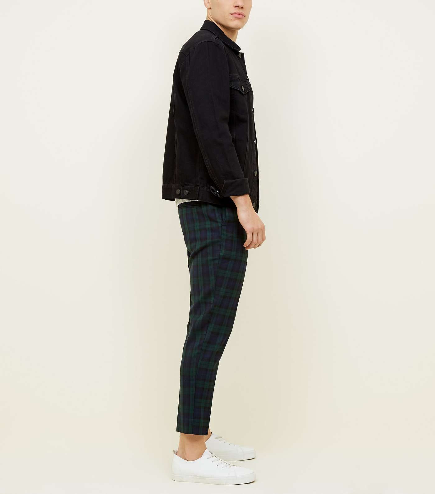 Navy and Green Check Pull-On Trousers Image 5