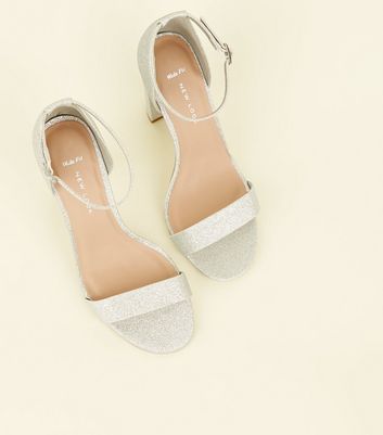 silver block heel shoes wide fit