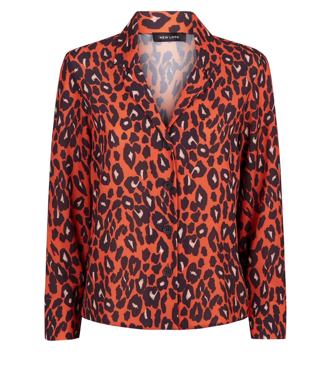 Brown Leopard Print Crepe Shirt  Image 4