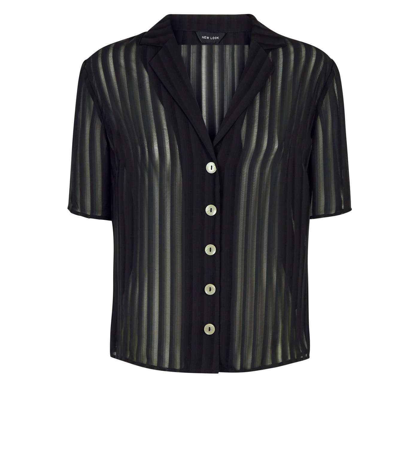 Black Stripe Chiffon Short Sleeve Shirt Image 4