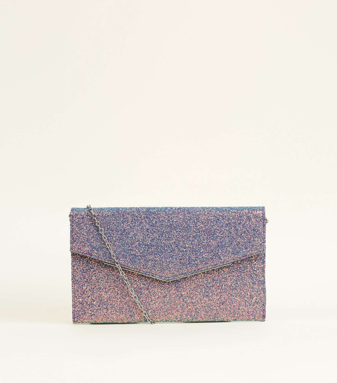 Lilac Iridescent Glitter V Front Clutch