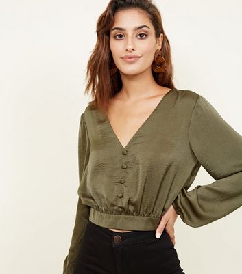 khaki satin top