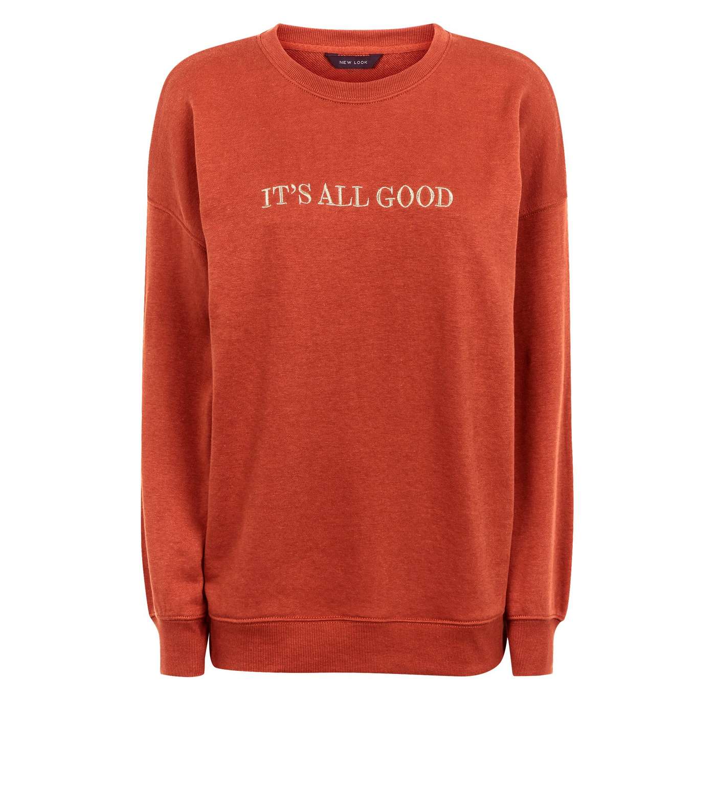 Orange It's All Good Embroidered Sweatshirt Image 4