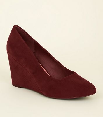 red wedge shoes wide fit