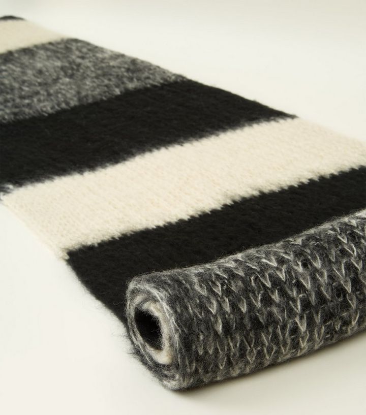 Black Colour Block Extra Long Knit Scarf