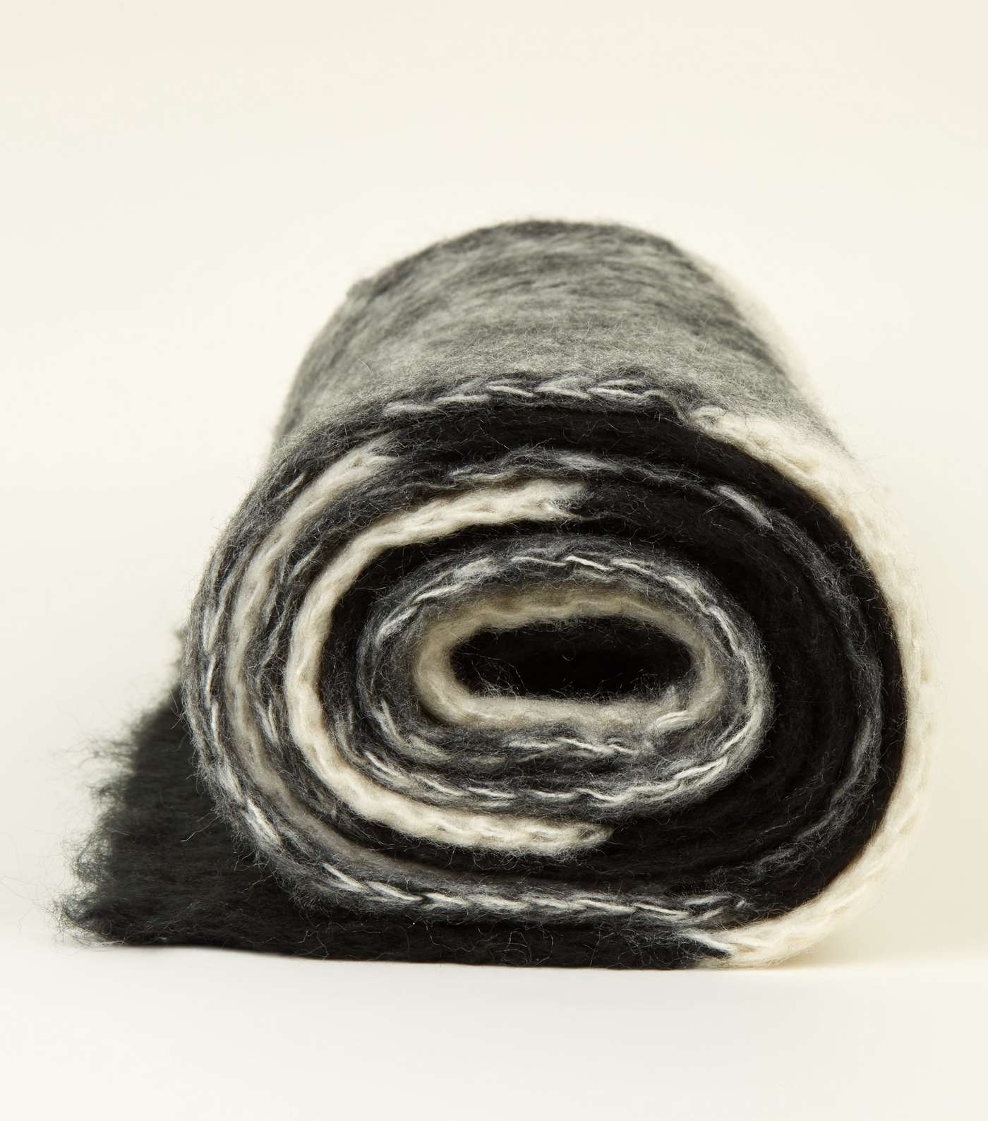 Black Colour Block Extra Long Knit Scarf Image 5