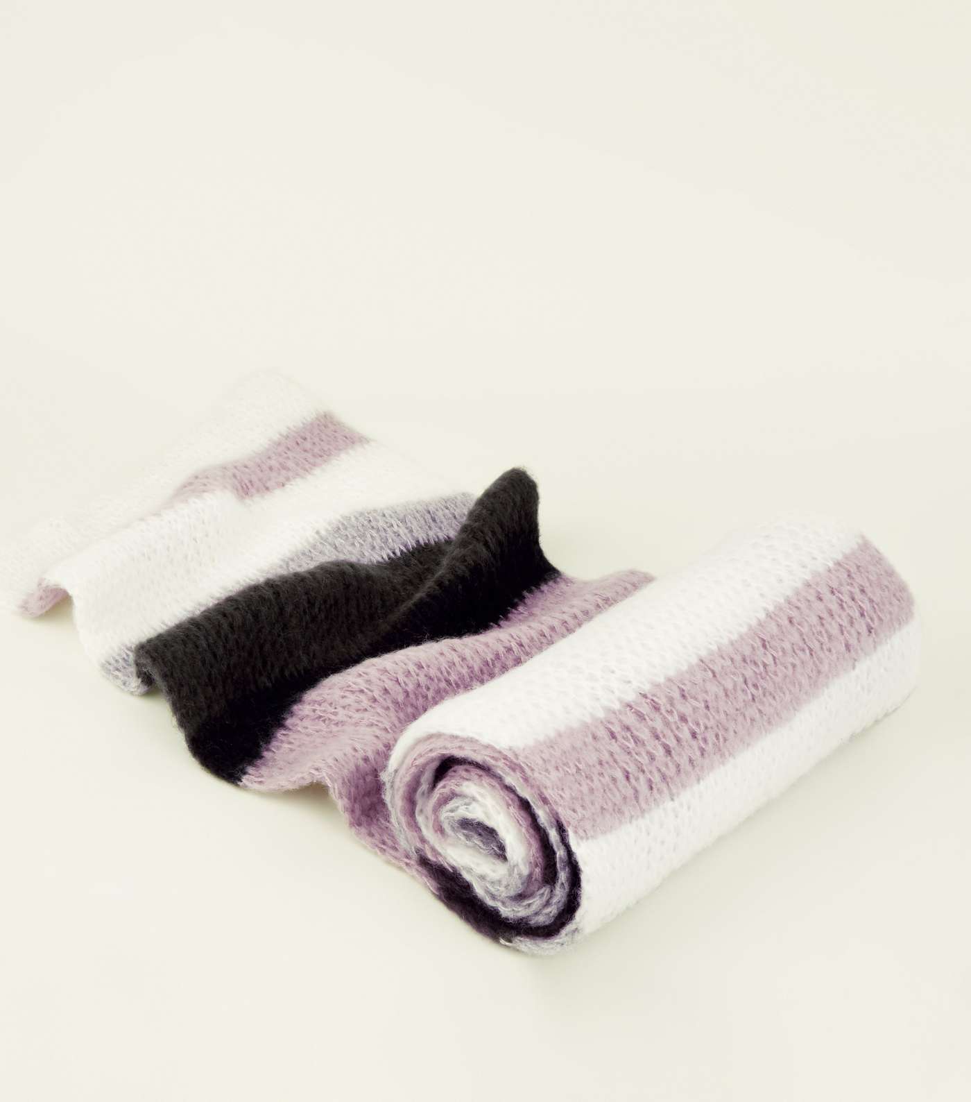 Lilac Stripe Extra Long Knit Scarf