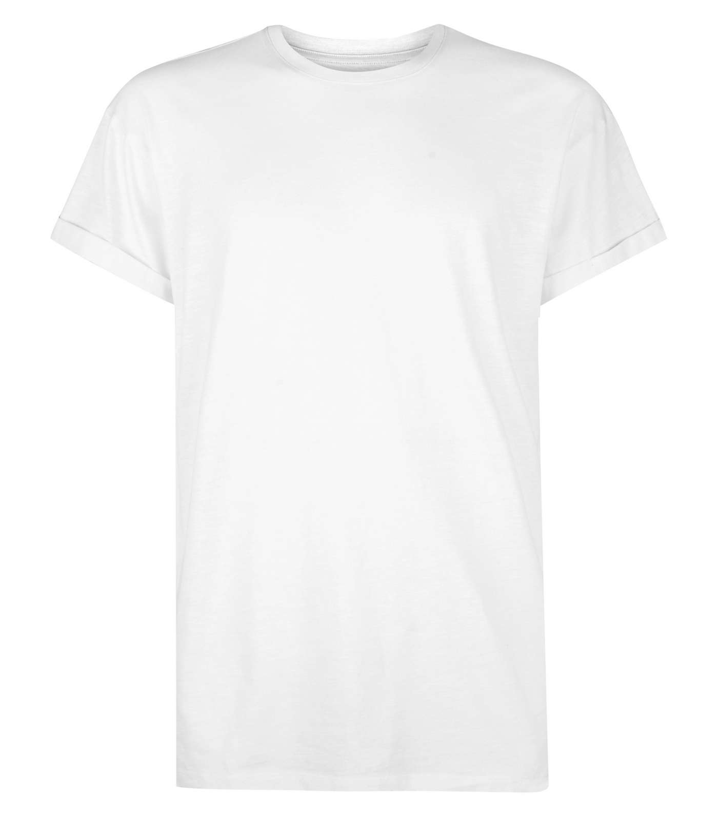 White Slub Rolled Sleeve T-Shirt Image 4