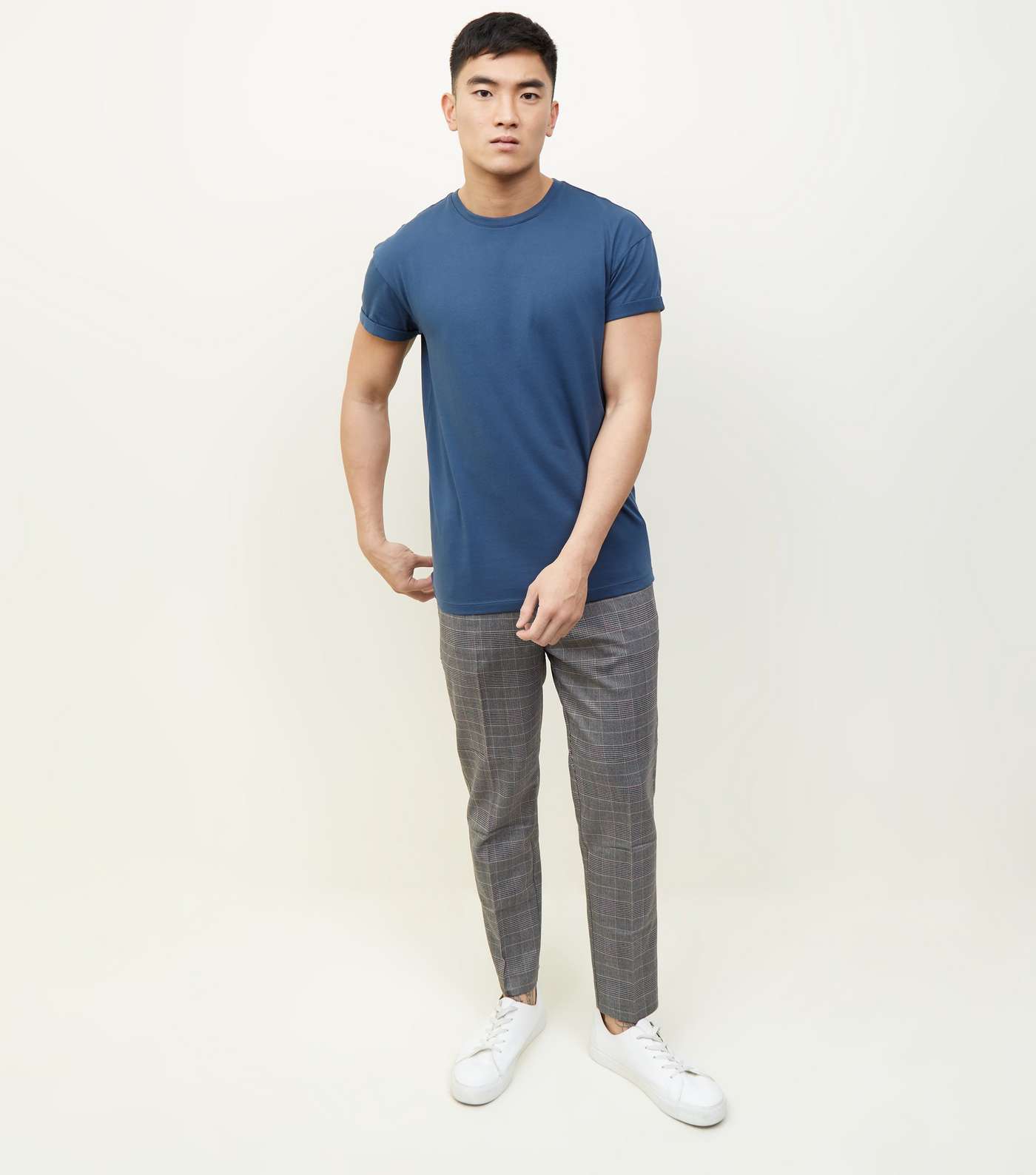 Blue Rolled Sleeve T-shirt Image 2
