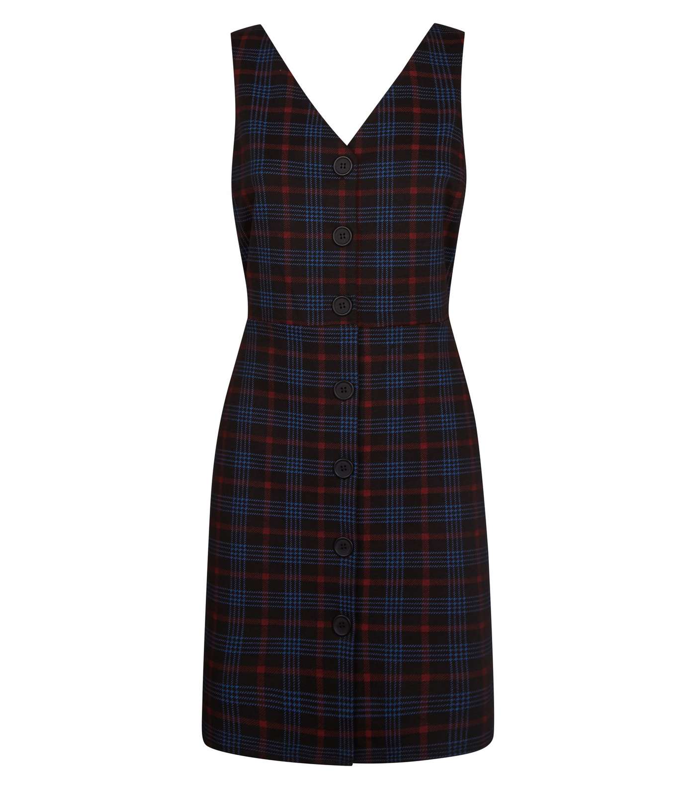 Black Check Button Front Pinafore Dress Image 4