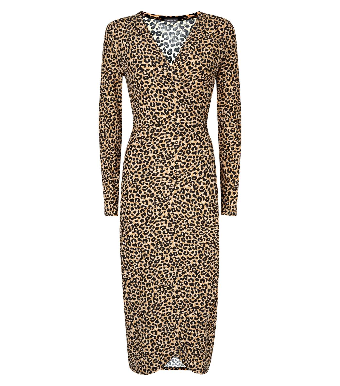 Brown Leopard Print Soft Touch Midi Dress Image 4