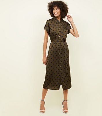 new look green spot dress