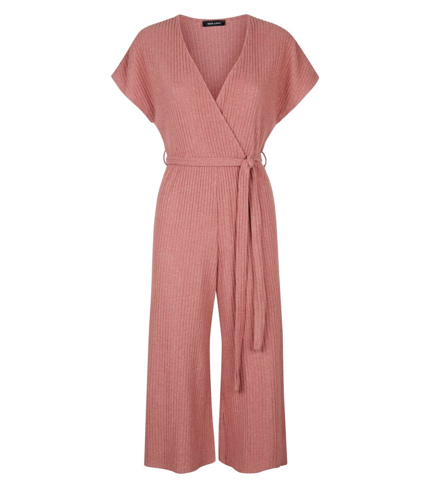 Mid Pink Brushed Soft Touch Wrap Jumpsuit Image 4