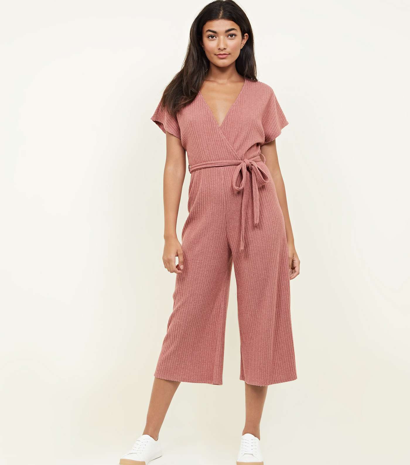 Mid Pink Brushed Soft Touch Wrap Jumpsuit Image 2