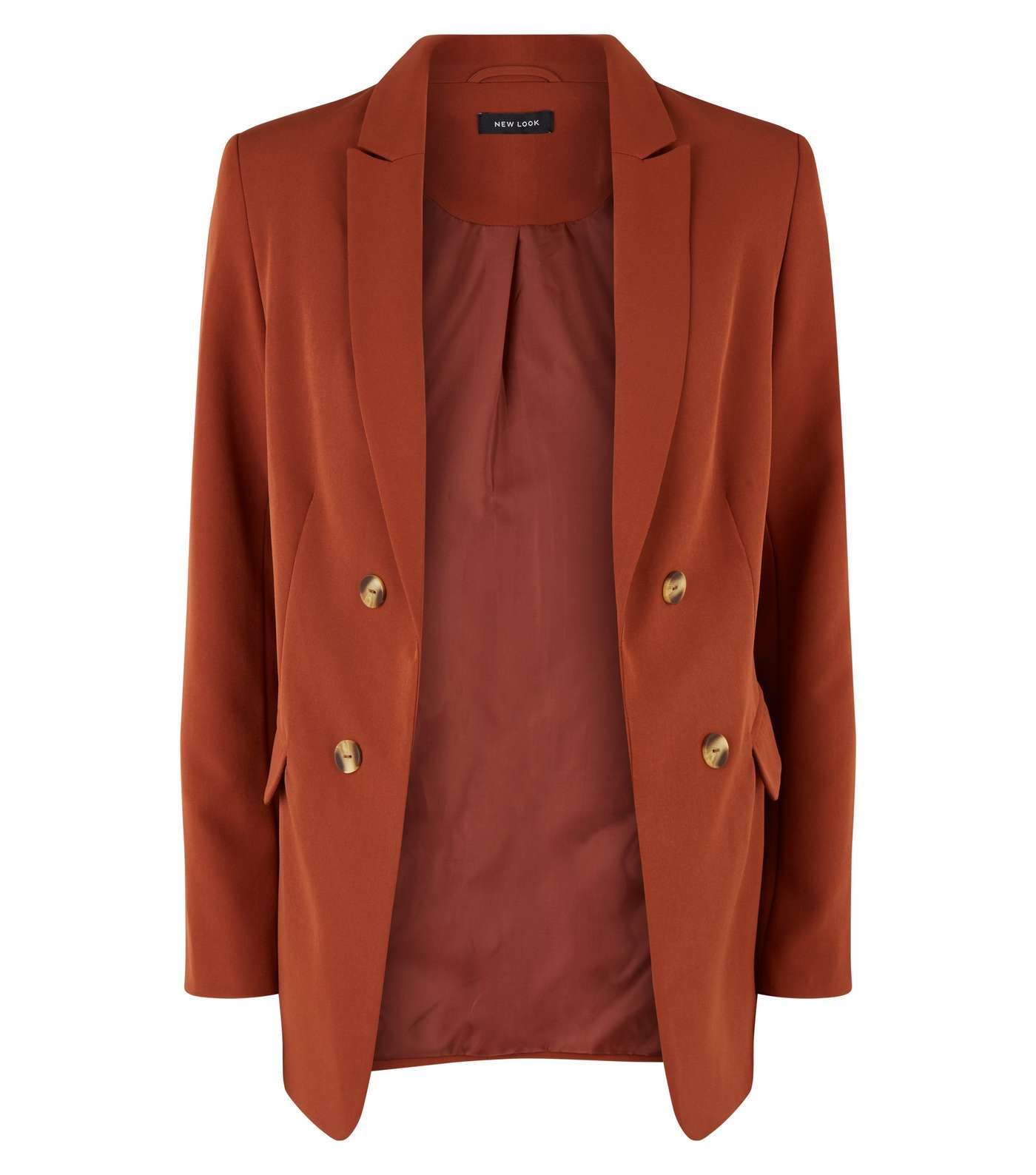 Rust Double Breasted Longline Blazer Image 4
